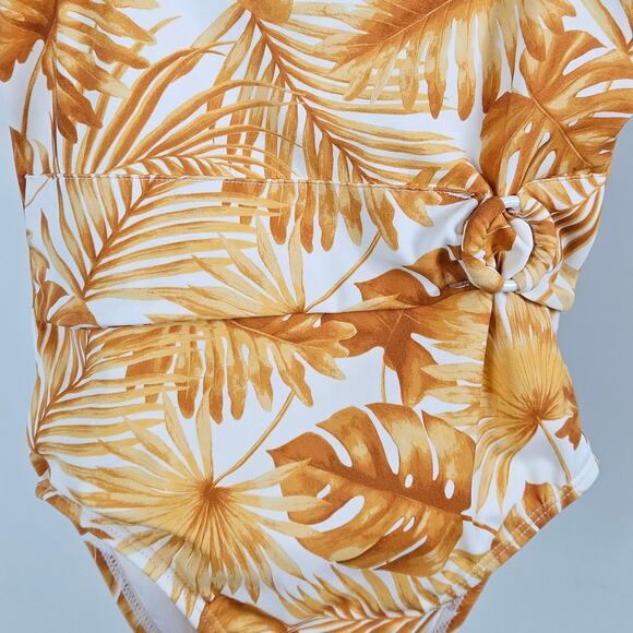 Janie and Jack Yellow One Piece Swimsuit Tropical Palm Bathing Suit | Girl's 6 - Picture 16 of 16